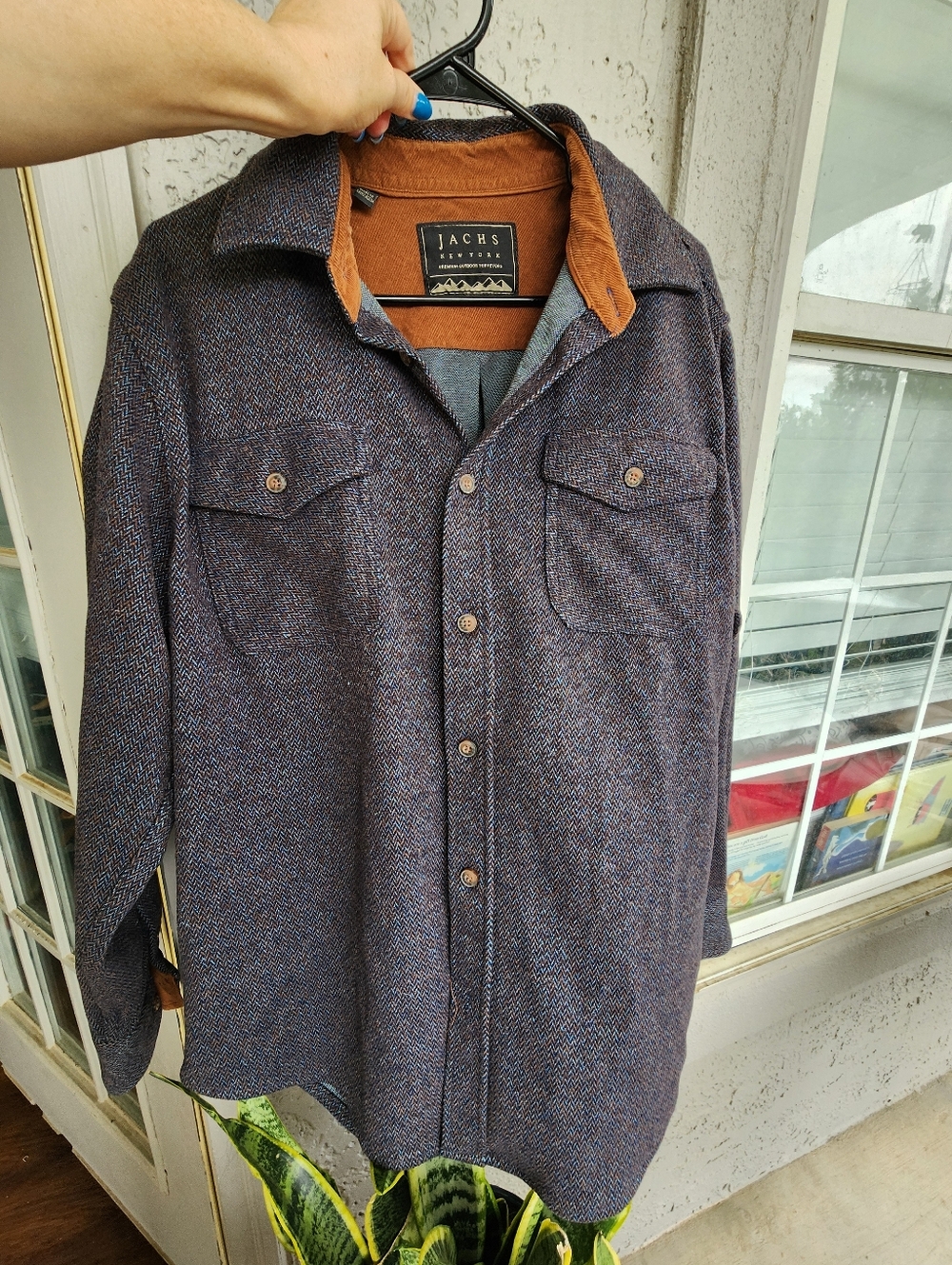 Jachs NY Men’s Brown Herringbone Button-Front Jacket L